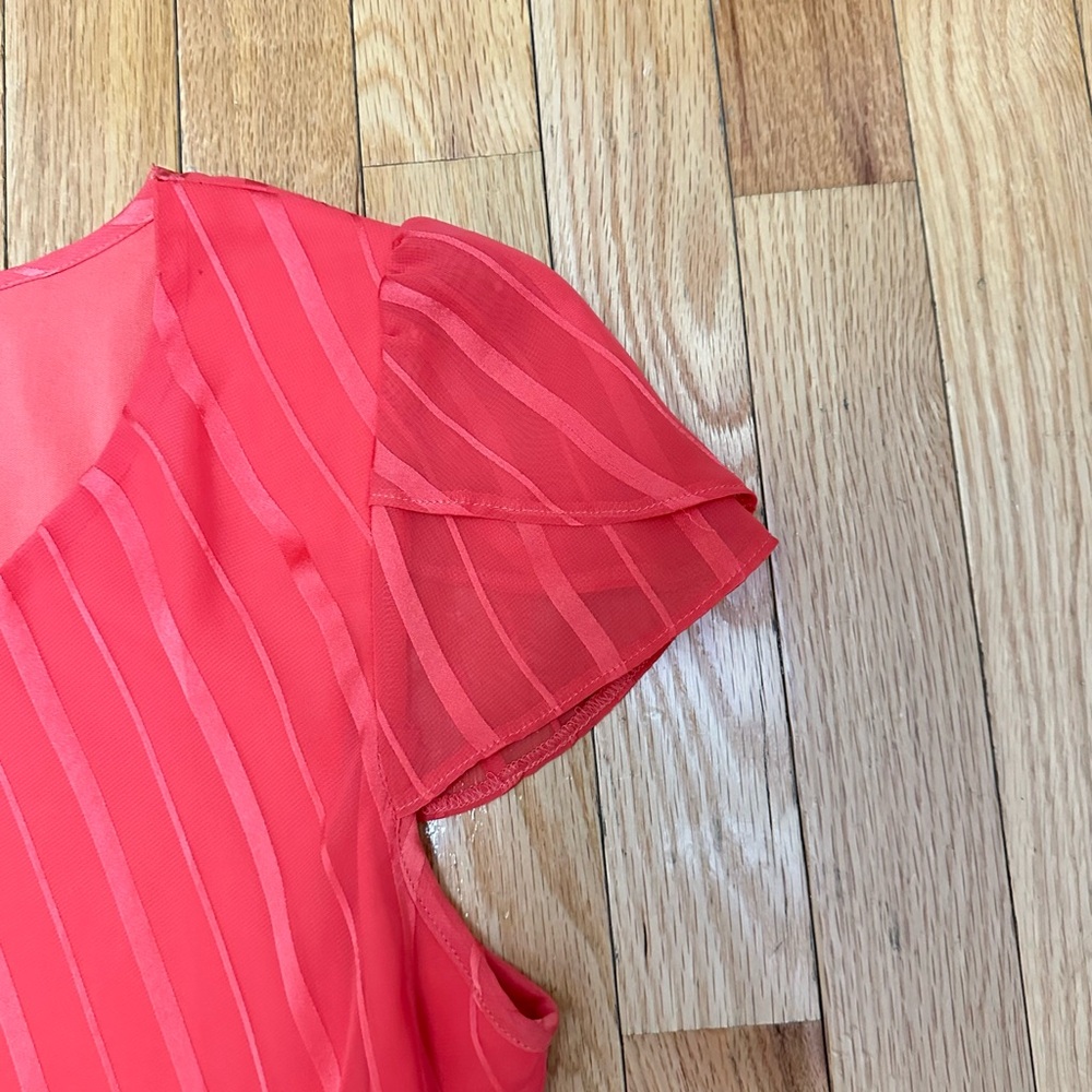 Dressbarn Red Sheer Striped Blouse - Picture 6 of 8